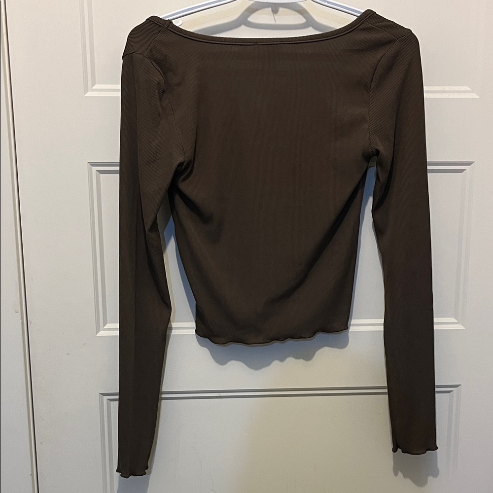 BNWT Forever 21 Chocolate Button Down Shirt - Picture 3 of 4